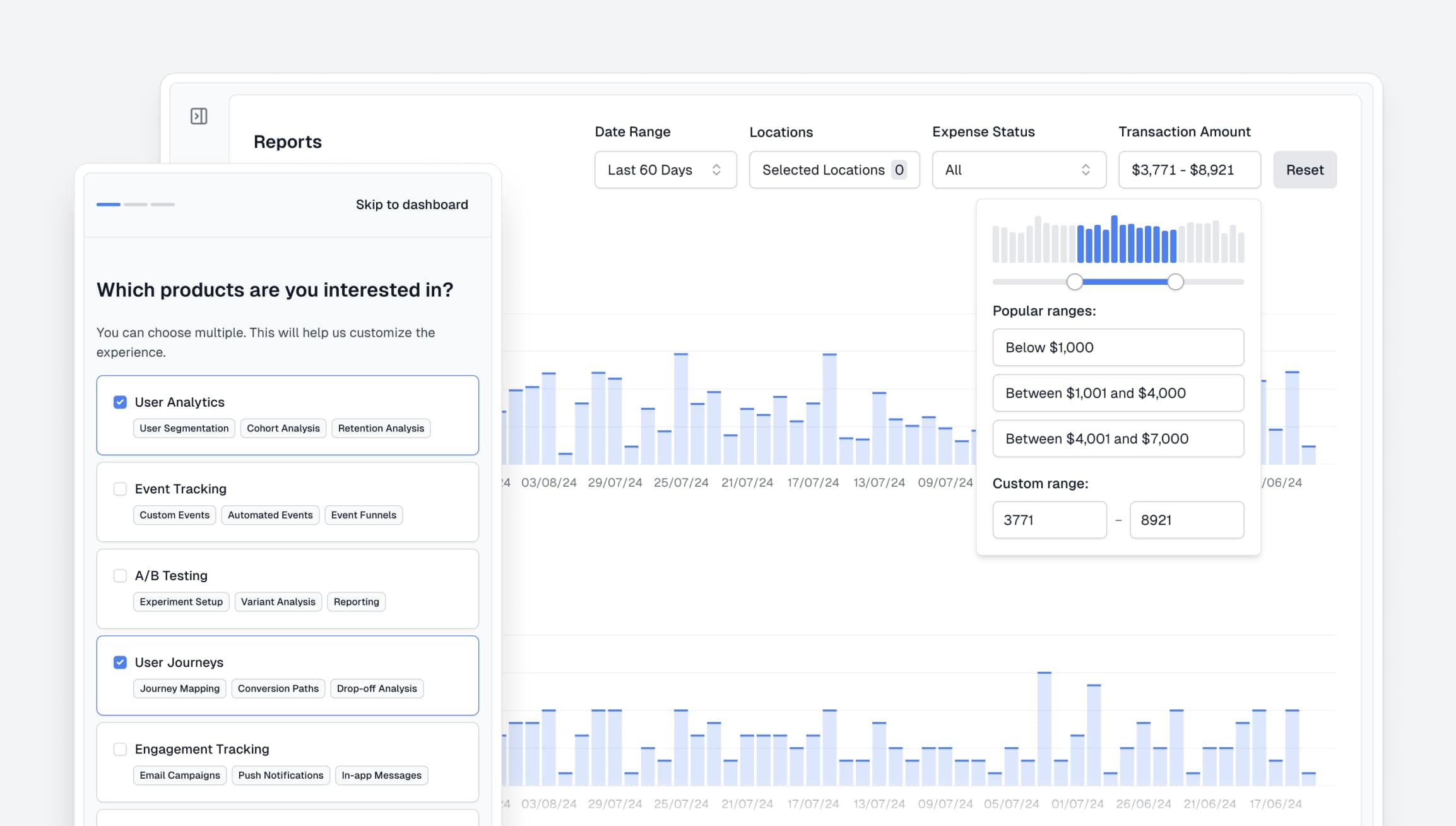 Screenshots of insights template